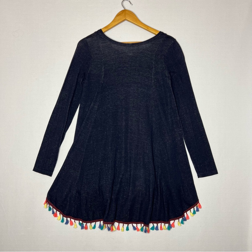 Uncle Frank Anthropologie Tunic Top Long Sleeve Colorful Tassels Size S Women - Picture 5 of 6